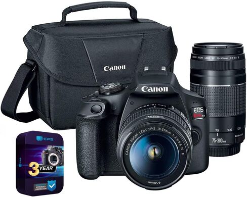 Canon 2727C021 EOS Rebel T7 DSLR Camera with EF18-55mm + EF 75-300mm Double Zoom Kit Bundle with 3 YR CPS Enhanced Protection Pack in Saudi Arabia