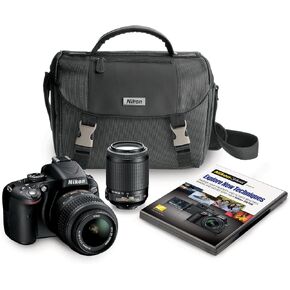 Nikon D5100 16.2 MP CMOS Digital SLR Camera Bundle with 18-55mm and 55-200mm VR AF-S Lenses in Saudi Arabia