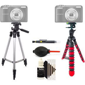 Tall Tripod + Flexible Tripod + Accessory Kit for Nikon Coolpix S33 S7000 AW130 W800 and All Digital Cameras in Saudi Arabia