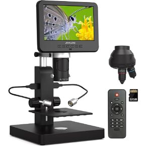 مجهر رقمي JOYALENS JL246PS ذو 3 عدسات HDMI، مجهر بيولوجي UHD 4000 × 24 ميجابكسل مع شرائح مُجهزة، مجهر للعملات المعدنية للعملات المعدنية بالحجم الكامل، شاشة LCD مقاس 7 بوصة، متوافق مع Windows PC، 32 جيجابايت in Kuwait