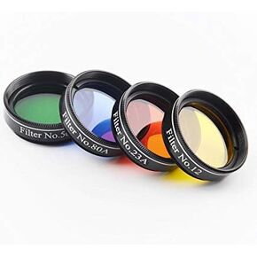 Solomark 1.25 Inch 7pcs Telescope Filters set - 5 Color Filters, Moon&Skyglow Filter, Polarizing Filter #3 Filter - Filter Set for 1.25" Telescope Eyepiece