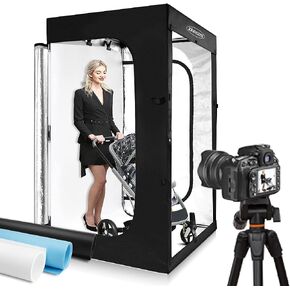 Photo Studio Light Box Photography 32"x32" with 100 LED and 4 Colors Backdrops Photo Box with Lights, Foldable Picture Box for Product Photography with 6500K Brightness in Kuwait