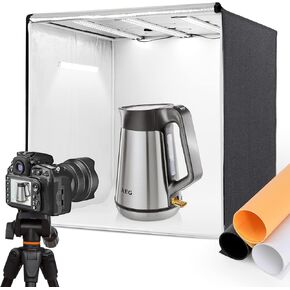 Portable Photo Studio Light Box,39x39 Inch 210 LED Large Photo Light Box with 3 Stepless Dimming Light Panels,4 Color Backdrops Photo Booth for Product Photography in Saudi Arabia