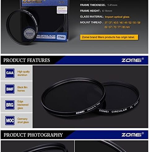 Zomei 82 مللي متر CIR-PL مرشح CPL دائري لكاميرا Canon Nikon Sony Pentax Fujifilm Olympus DSLR عدسة الكاميرا in Kuwait