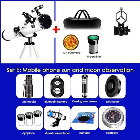 YXCKG Refracting Telescope, Astronomy Telescopes for Beginners, Large Caliber Telescope 114mm, Kids Telescope, 3 Eyepieces, to View The Sky (Size : Set B) in Kuwait