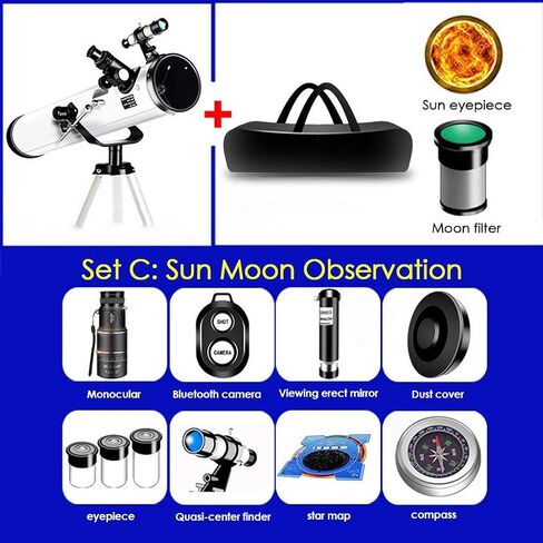 YXCKG Refracting Telescope, Astronomy Telescopes for Beginners, Large Caliber Telescope 114mm, Kids Telescope, 3 Eyepieces, to View The Sky (Size : Set B) in Kuwait