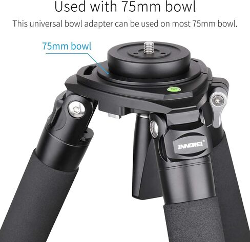 INNOREL 2.95in/75mm Universal Bowl Adapter, CNC Aluminum Alloy Metal Half Ball Bowl Leveler Adapter Convert Video Bowl with 3/8 in Screw Mount on Tripods and Fluid Head for INNOREL RT90C/LT364C/LT324C in Saudi Arabia