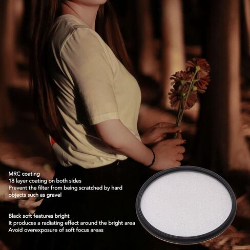 Black Diffusion 1/2 Filter, Soft Diffuser Focus Camera Lens Filter, Ultra Slim Water Scratch HD Optical Glass, 18 Layers Nano Coatings for Video Vlog[82mm] in Kuwait