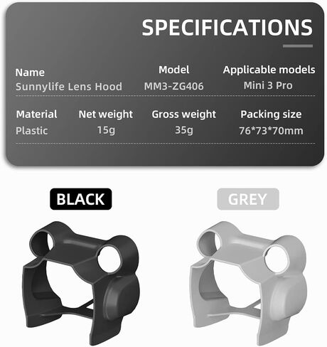 Lens Hood for DJI Mini 3 Pro Drone Accessories Anti-Glare Lens Sunshade Sunhood Protective Cover Guard Camera Protector (Gray) in Saudi Arabia