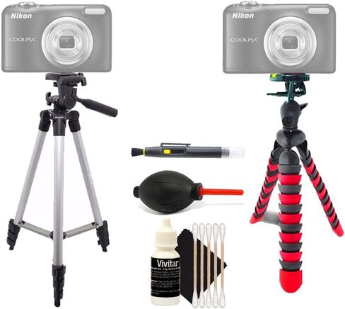 Tall Tripod + Flexible Tripod + Accessory Kit for Nikon Coolpix S33 S7000 AW130 W800 and All Digital Cameras in Saudi Arabia