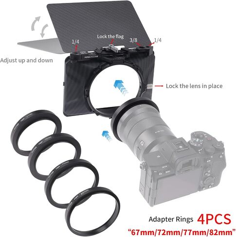 FOTGA Mini Lightweight Clamp-On Matte Box with Carbon Fiber Top Flag for DSLR Mirrorless Camera Compatible with 4x4 4x5.65 67mm/72mm/77mm/82mm Filters (Standard Version) in Saudi Arabia