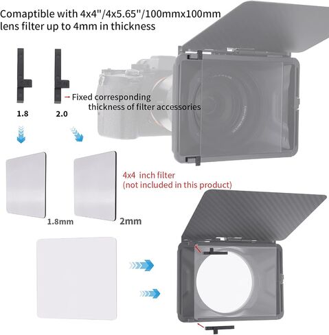 FOTGA Mini Lightweight Clamp-On Matte Box with Carbon Fiber Top Flag for DSLR Mirrorless Camera Compatible with 4x4 4x5.65 67mm/72mm/77mm/82mm Filters (Standard Version) in Saudi Arabia