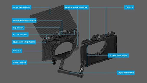 FOTGA Mini Lightweight Clamp-On Matte Box with Carbon Fiber Top Flag for DSLR Mirrorless Camera Compatible with 4x4 4x5.65 67mm/72mm/77mm/82mm Filters (Standard Version) in Saudi Arabia