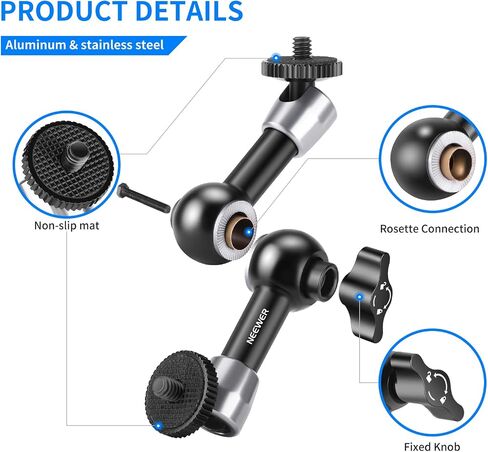 NEEWER 5.9"/15cm Adjustable Friction Magic Arm with 1/4" Screw on Both Ends, Compatible with SmallRig Cage, Flash/LED Light/Microphone/Monitor/SuperClip, Max Load 4.4lb/2kg, ST15 in Saudi Arabia