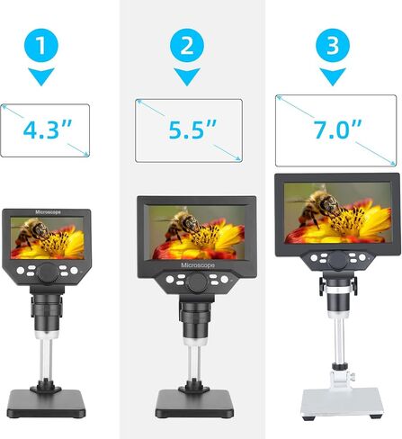 Koolertron 9-inch LCD Digital Microscope - 12MP 1600x 1080P HD, 32G TF Card & 5000mAh Battery, 10-inch Stand & Side Light for Plant/Rock/Circuit Board/Coin Detection and Analysis in Saudi Arabia