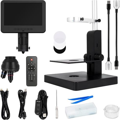 مجهر رقمي JOYALENS JL246PS ذو 3 عدسات HDMI، مجهر بيولوجي UHD 4000 × 24 ميجابكسل مع شرائح مُجهزة، مجهر للعملات المعدنية للعملات المعدنية بالحجم الكامل، شاشة LCD مقاس 7 بوصة، متوافق مع Windows PC، 32 جيجابايت in Kuwait