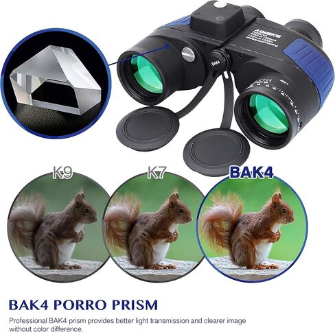 AOMEKIE 7x50 Waterproof Marine Binoculars for Adults with Rangefinder Compass BAK4 Prism FMC Lens for Birdwatching Hunting Boating Fishing Water Sports(Blue) in Saudi Arabia