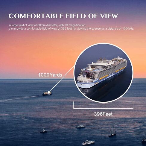 AOMEKIE 7x50 Waterproof Marine Binoculars for Adults with Rangefinder Compass BAK4 Prism FMC Lens for Birdwatching Hunting Boating Fishing Water Sports(Blue) in Saudi Arabia