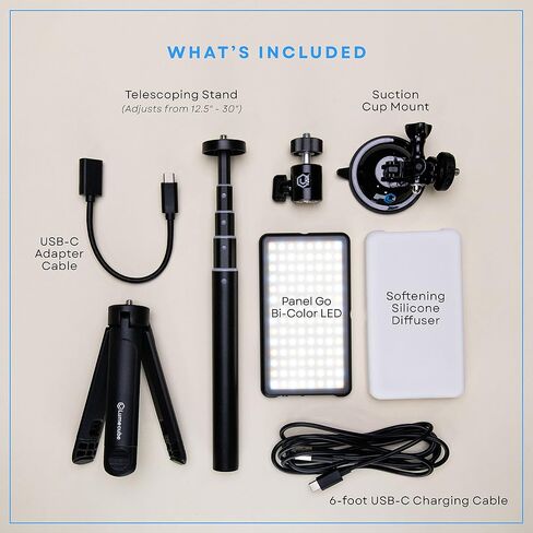 Lume Cube Broadcast Lighting Kit Live Stream Webcam Light for Computer & Laptop Enhance Video Calls Streaming & Vlogging Include Adjustable Tripod & Clip Mount Adjust Brightness & Color Temperature in Saudi Arabia