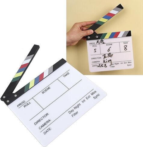 jerss Director Clapper، لوحة Clapper للأفلام سهلة الكتابة من خشب الأكريليك، دعامة صورة بسيطة للتصوير الفوتوغرافي (30 × 27 سم / 11.81 × 10.63 بوصة) in Kuwait