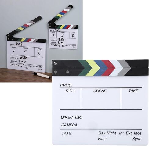 jerss Director Clapper، لوحة Clapper للأفلام سهلة الكتابة من خشب الأكريليك، دعامة صورة بسيطة للتصوير الفوتوغرافي (30 × 27 سم / 11.81 × 10.63 بوصة) in Kuwait