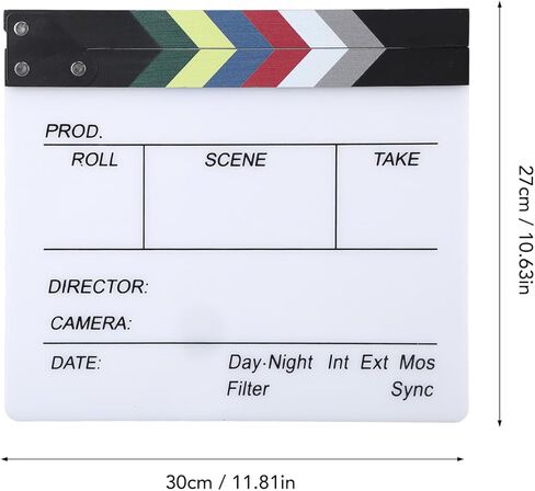 jerss Director Clapper، لوحة Clapper للأفلام سهلة الكتابة من خشب الأكريليك، دعامة صورة بسيطة للتصوير الفوتوغرافي (30 × 27 سم / 11.81 × 10.63 بوصة) in Kuwait
