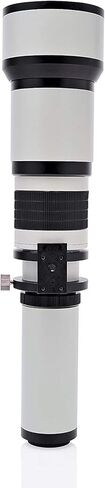 عدسة مقربة يدوية عالية الطاقة 650-2600 ملم f/8 لكاميرا كانون EOS 80D، EOS 90D، ريبل T3i، T5i، T6i، T6s، T7I، T8I، SL3، EOS 60D، EOS 70D، 5D، EOS5D I، EOS 6D II، EOS 7D II أبيض أبيض in Kuwait