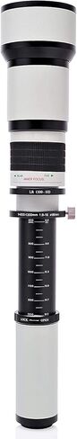 عدسة مقربة يدوية عالية الطاقة 650-2600 ملم f/8 لكاميرا كانون EOS 80D، EOS 90D، ريبل T3i، T5i، T6i، T6s، T7I، T8I، SL3، EOS 60D، EOS 70D، 5D، EOS5D I، EOS 6D II، EOS 7D II أبيض أبيض in Kuwait