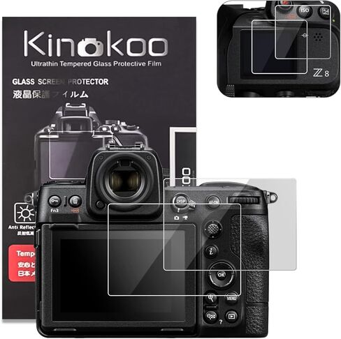 واقي شاشة kinokoo لكاميرا Nikon Z f/Z5/Z6/Z7 - 0.25 مم 9H صلابة Nikon Z f Z5 Z6 Z7 طبقة زجاجية مقواة - خالية من الفقاعات/مضادة للخدش (عبوتان) in Kuwait