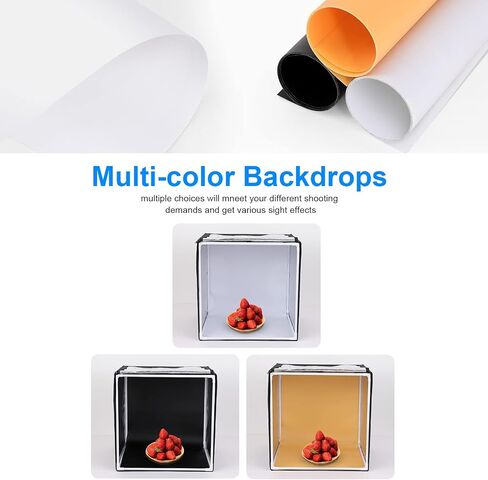 Portable Photo Studio Light Box,39x39 Inch 210 LED Large Photo Light Box with 3 Stepless Dimming Light Panels,4 Color Backdrops Photo Booth for Product Photography in Kuwait