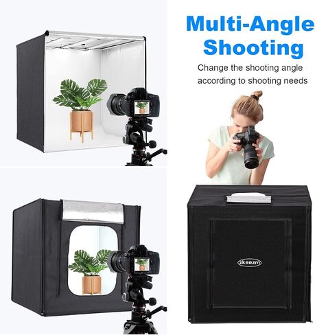 Portable Photo Studio Light Box,39x39 Inch 210 LED Large Photo Light Box with 3 Stepless Dimming Light Panels,4 Color Backdrops Photo Booth for Product Photography in Kuwait