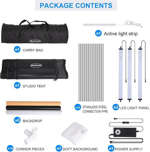 Portable Photo Studio Light Box,39x39 Inch 210 LED Large Photo Light Box with 3 Stepless Dimming Light Panels,4 Color Backdrops Photo Booth for Product Photography in Kuwait
