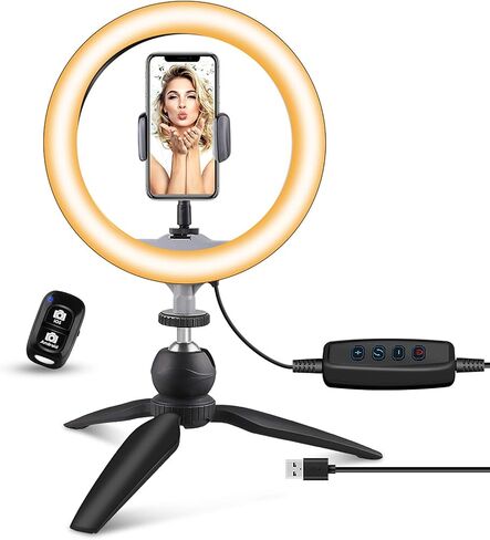 UBeesize Phone Tripod, 51" Adjustable Travel Video Tripod Stand & Phone Holder, Dimmable Desk Makeup Ring Light, Perfect for Live Streaming, YouTube Videos, and Photography in Saudi Arabia
