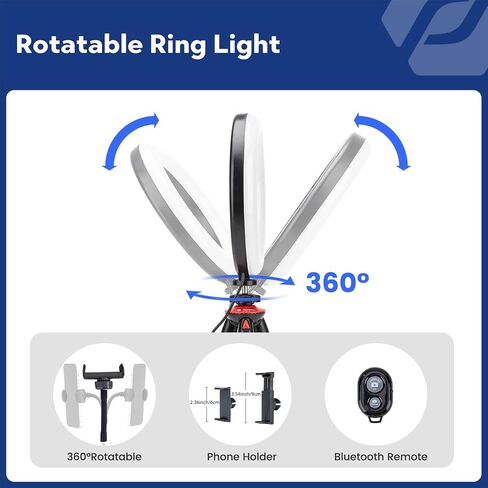 8'' Selfie Ring Light with Flexible Handheld Tripod, Fotopro LED Ring Light with Desktop Phone Tripod and Phone Holder Remote for Live Streaming Conference Video Recording Makeup Selfie in Saudi Arabia