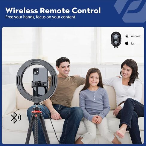 8'' Selfie Ring Light with Flexible Handheld Tripod, Fotopro LED Ring Light with Desktop Phone Tripod and Phone Holder Remote for Live Streaming Conference Video Recording Makeup Selfie in Saudi Arabia