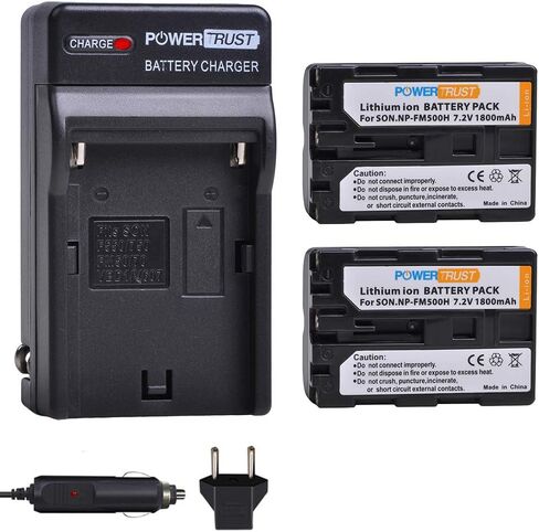 PowerTrust 2-Pack NP-FM500H Battery and Fast Charger for Sony Alpha A58 A57 A65 A77 A99 A900 A700 A580 A560 A550 A850 Batteries in Saudi Arabia