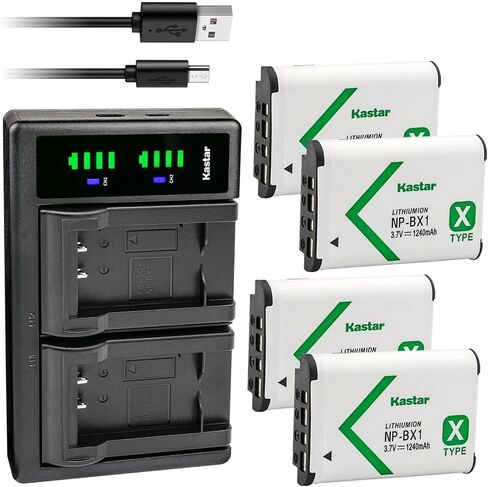 Kastar NP-BX1 LTD2 USB Battery Charger Replacement for Sony HDR-AS300, HDR-AS50 Action Cam, HDR-AS50R, HDR-CX240, HDR-CX240E, HDR-CX405, HDR-CX440, HDR-GW66, HDR-GWP88, Vlog Camera ZV-1 in Kuwait