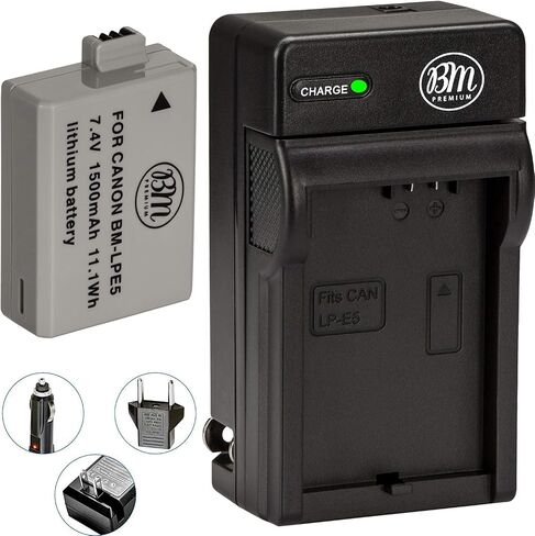 BIG MIKE'S ELECTRONICS BM Premium LP-E5 Battery and Charger Kit for Canon EOS Rebel XS, Rebel T1i, Rebel XSi, 1000D, 500D, 450D, Kiss X3, Kiss X2, Kiss F Digital SLR Camera in Saudi Arabia