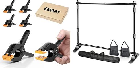 EMART 8 × 8 قدم قابل للتعديل أنبوب تلسكوبي خلفية راية الوقوف مع EMART الثقيلة الشاش الربيع المشابك - 6 حزمة in Saudi Arabia