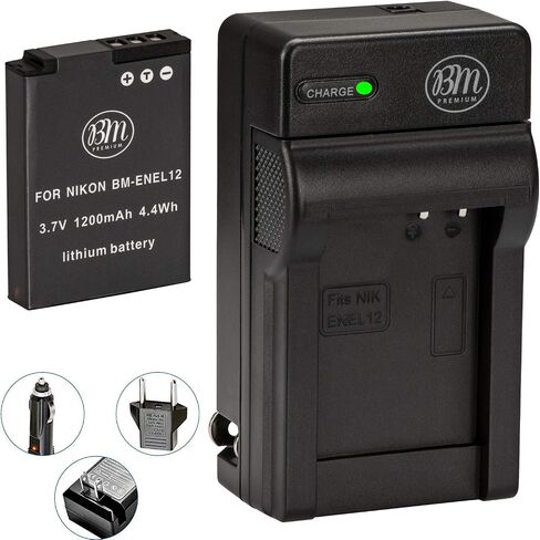 BM Premium EN-EL12 Battery and Charger for Nikon Coolpix A1000 B600 W300 A900 AW100 AW110 AW120 AW130 S6300 S8100 S8200 S9050 S9200 S9300 S9400 S9500 S9700 S9900 P310 P330 P340 KeyMission 170, 360 in Saudi Arabia