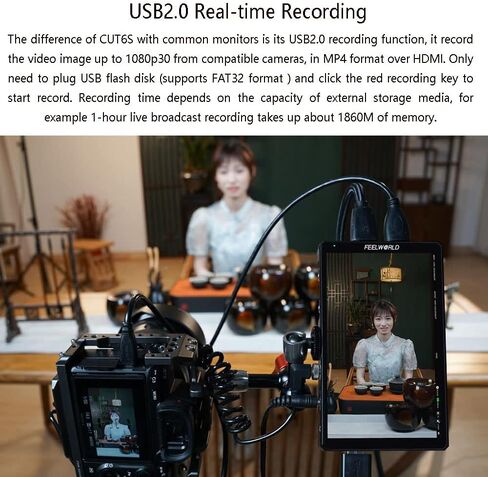 FEELWORLD CUT6S Recording Monitor 6 inch with HDR 3D LUT Waveform 1920x1080 Pixels Touch Screen Monitor USB2.0 Recorder FHD IPS 4K HDMI SDI in Saudi Arabia