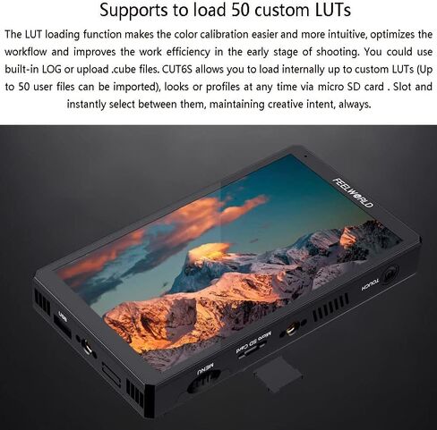 FEELWORLD CUT6S Recording Monitor 6 inch with HDR 3D LUT Waveform 1920x1080 Pixels Touch Screen Monitor USB2.0 Recorder FHD IPS 4K HDMI SDI in Saudi Arabia
