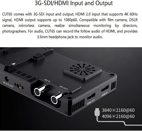 FEELWORLD CUT6S Recording Monitor 6 inch with HDR 3D LUT Waveform 1920x1080 Pixels Touch Screen Monitor USB2.0 Recorder FHD IPS 4K HDMI SDI in Saudi Arabia
