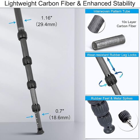 SIRUI SL-200 Carbon Fiber Tripod Extension Pole, Two-Section Center Column Extender for Tripods in Saudi Arabia