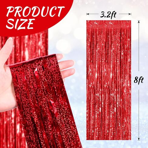 4 Pcs Tinsel Foil Fringe Backdrop Curtains for Disco Graduation Birthday Party Decoration Metallic Glitter Streamer Backdrop Prom Wedding Baby Shower Photo Props(Black, Orange, 3.3 x 8.2 ft) in Kuwait