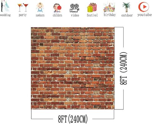 AIIKES 7x5FT Red Brick Wall Backdrop Brick Photography Backdrops Baby Birthday Party Graduation Home Decoration Background Photo Booth Studio Prop Banner 11-506 in Saudi Arabia