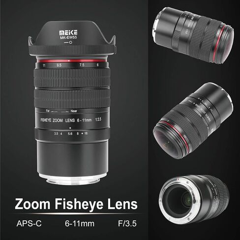 MEKE 6-11mm F3.5 Wide Angle APS-C Manual Focus Fisheye Zoom Lens Compatible with Fijifilm X-Mount Mirrorless Camera X-T3 X-T100 X-Pro2 X-E3 X-T1 X-T2 X-T10 X-T4 X-T20 X-A2 X-E2 X-E1 X30 X70 XPro1,etc in Saudi Arabia