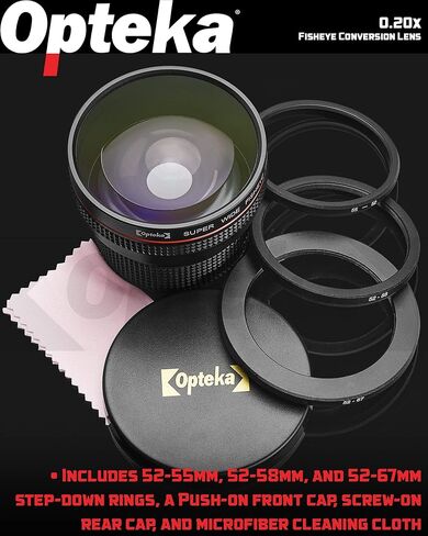 Opteka 0.20X Professional AF Fisheye Lens for Nikon D5, D4, D3, Df, D850, D810, D800, D750, D610, D500, D7500, D7200, D7100, D5600, D5500, D5300, D5200, D3500, D3400, D3300, D3200 Digital SLR Cameras in Kuwait