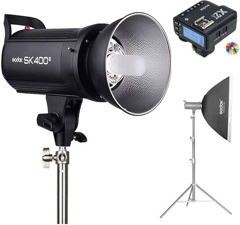 Godox SK400II Kit, w/Godox X2T Trigger for Canon, 2.8M Heavy Duty Light Stand, and 60x90CM Softbox, Daylight 400W Professional Photography Studio Strobe Flash Kit GN65 5600K, Bowens Mount 2.4G in Saudi Arabia