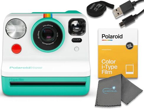 Polaroid Gen 2 Now I-Type Instant Film Camera - Black Bundle with a B&W i-Type Film Pack (8 Instant Photos) and a Cleaning Cloth in Saudi Arabia